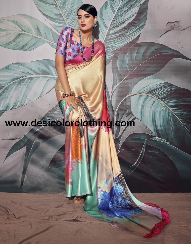 Multi Silk Printed Sarees