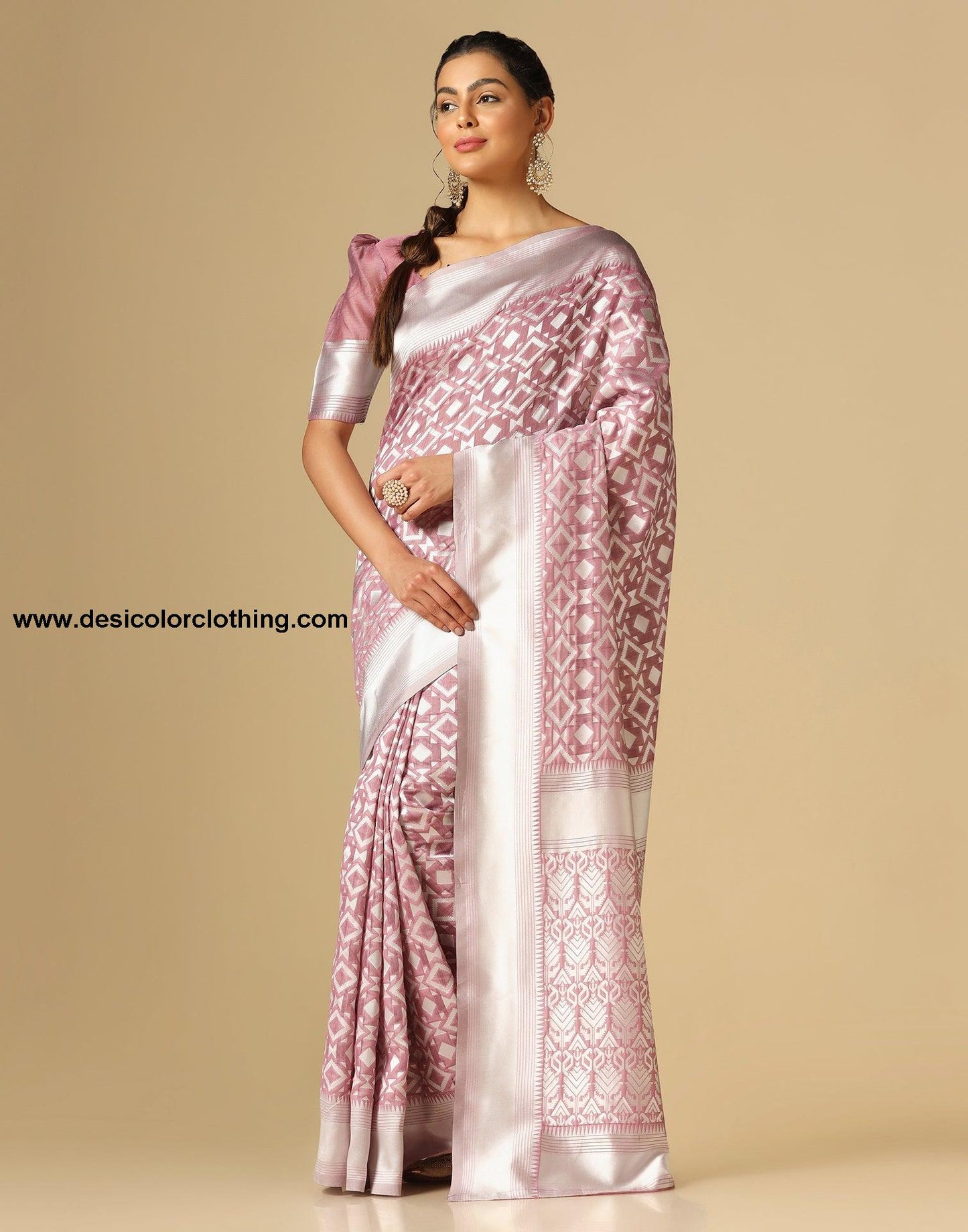 Pink Banarasi Cotton Saree