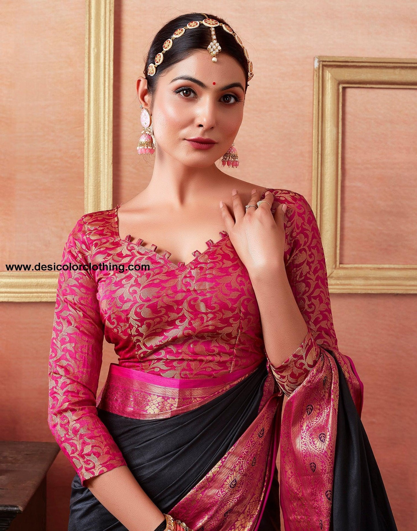 Black Silk Plain Saree