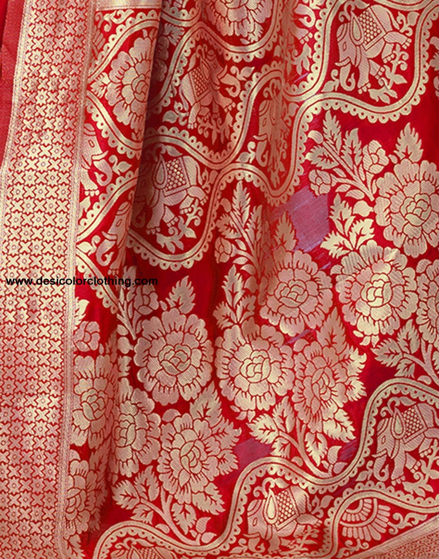 Red Jacquard Silk Saree