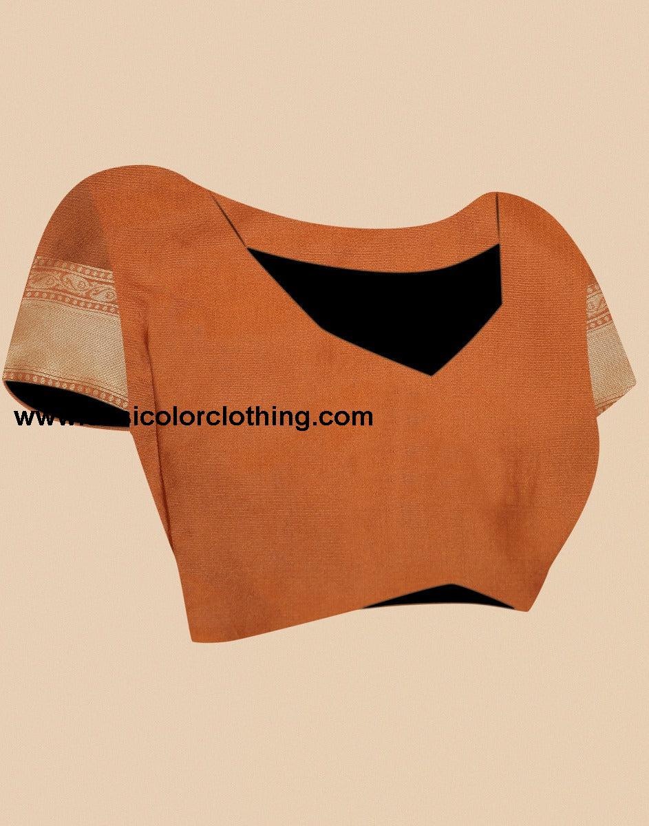 Rust Orange Banarasi Silk Saree