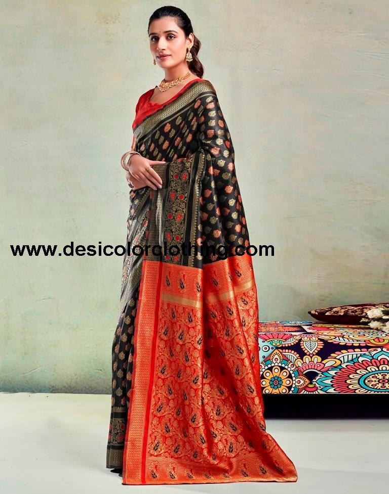 Black Silk Woven Saree