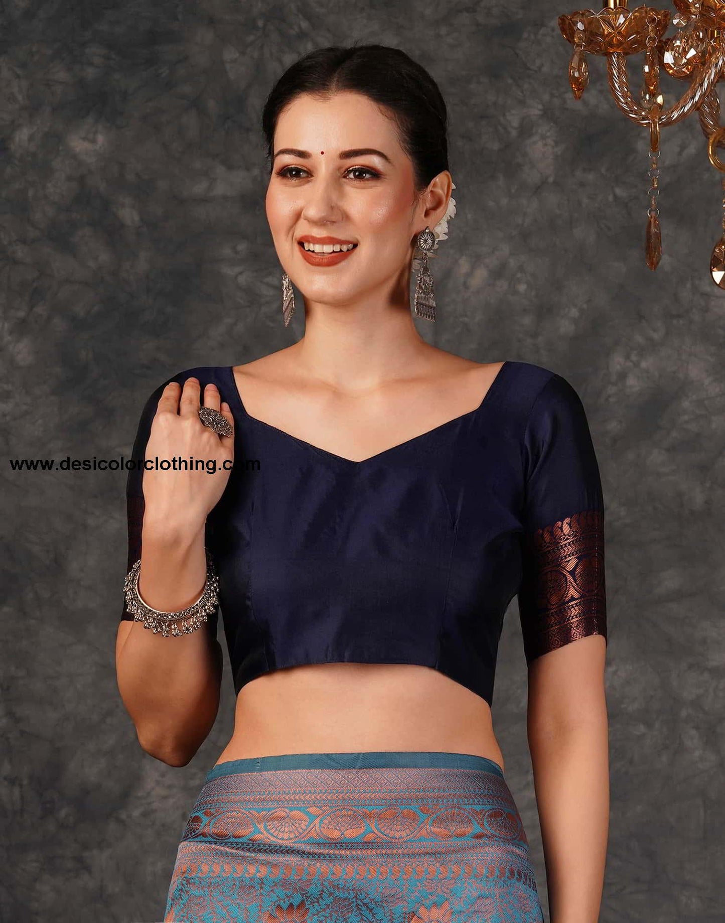 Blue Banarasi Silk Woven Saree