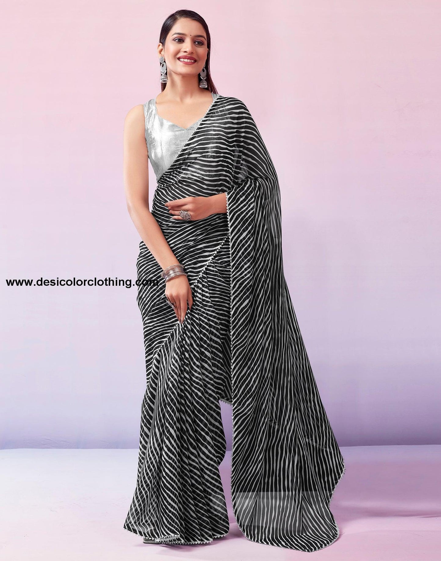 Black Georgette Printed Saree