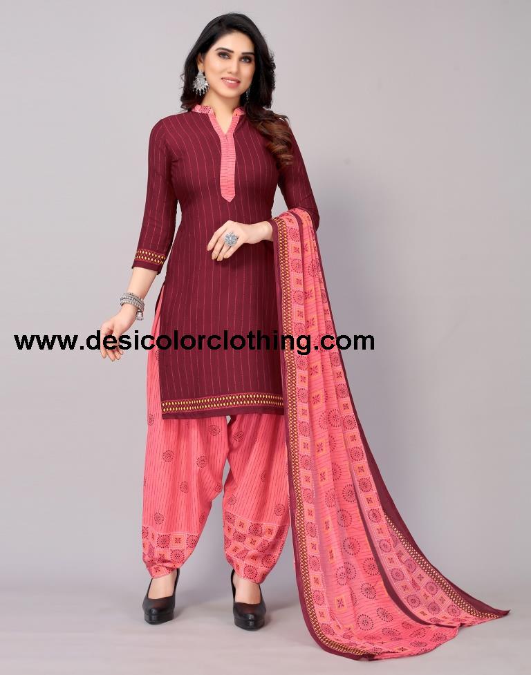 Printed Polyester Unstitched Salwar Suit Material