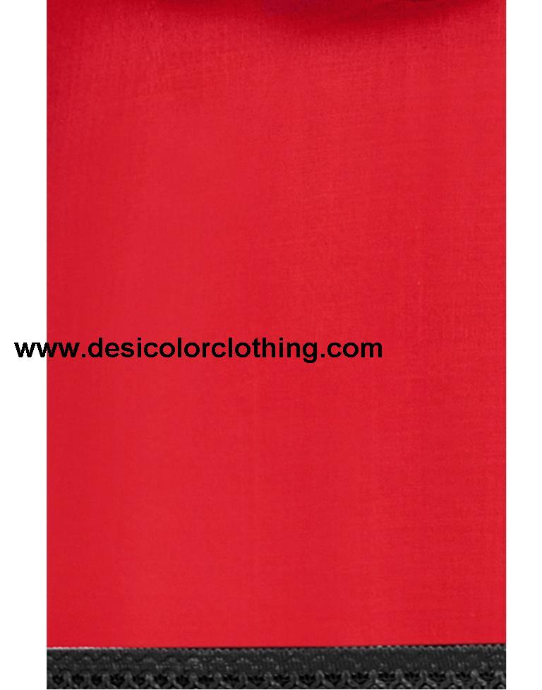 Red Cotton Handwork Unstitched Salwar Suit