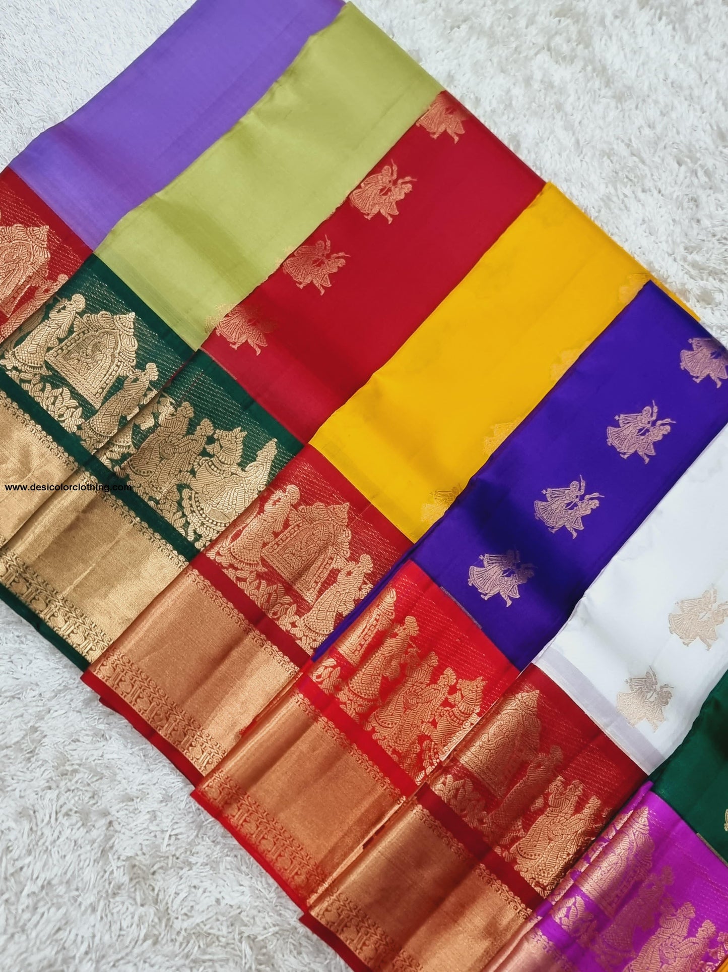 Kanchipuram 100% Pure Handwoven 1G Gold Zari Korvai Silk Saree with Big Border