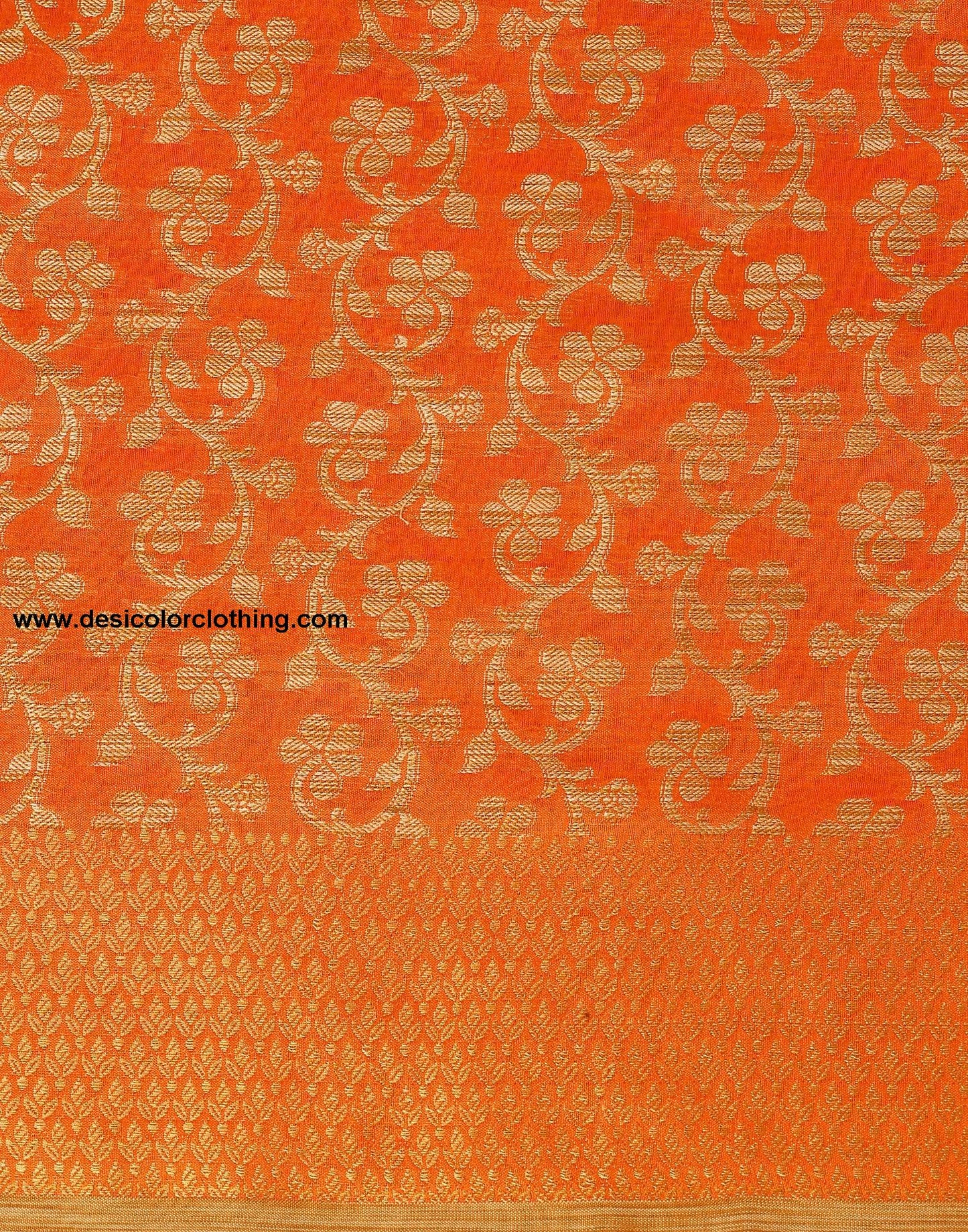 Orange Banarasi Silk Saree