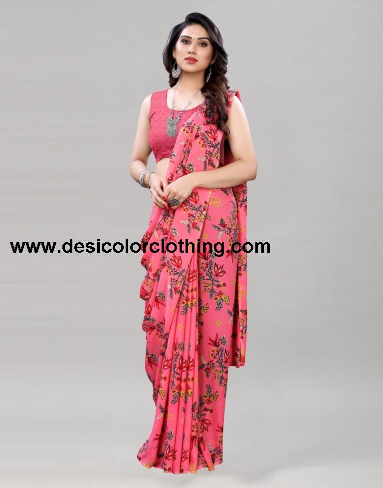 Dynamic Rose Pink Printed Saree | 1955S344