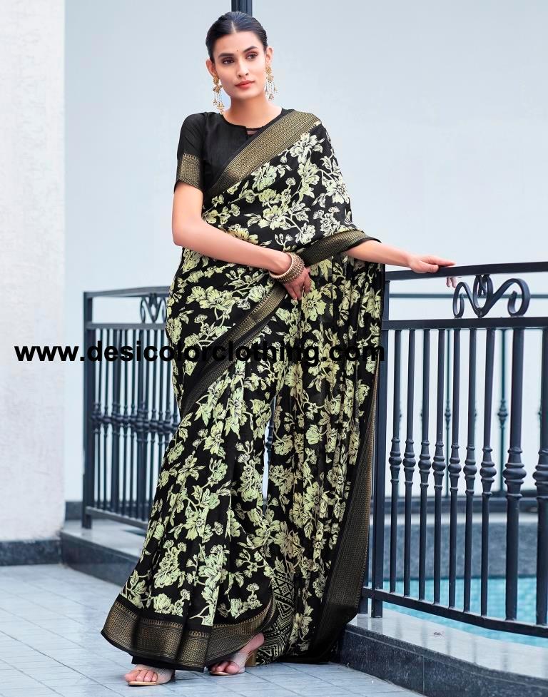 Black Silk Weaving Saree