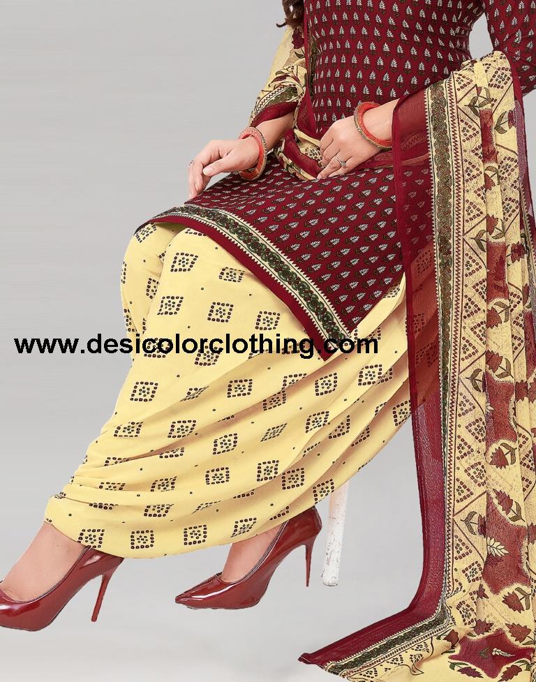 Printed Polyester Unstitched Salwar Suit Material
