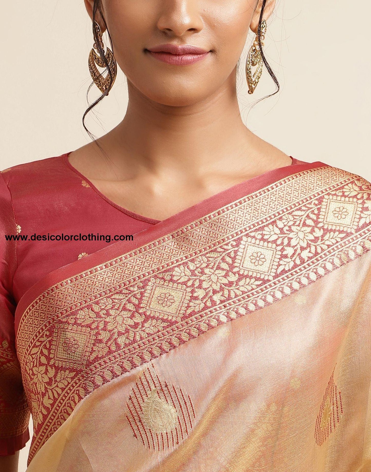 Beige Silk Banarasi Saree