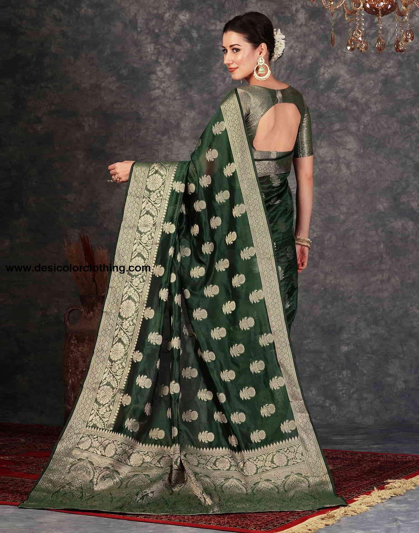 Green Banarasi Silk Woven Saree