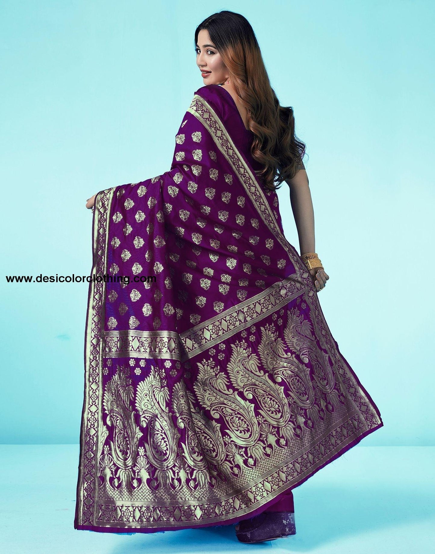 Dark Purple Jacquard Silk Saree