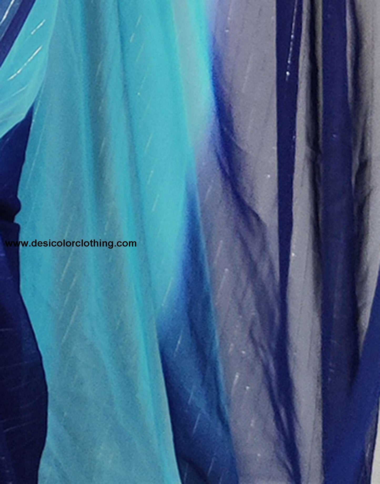 Black Banglori Silk Blouse & Blue Georgette Saree with Jari Stripes