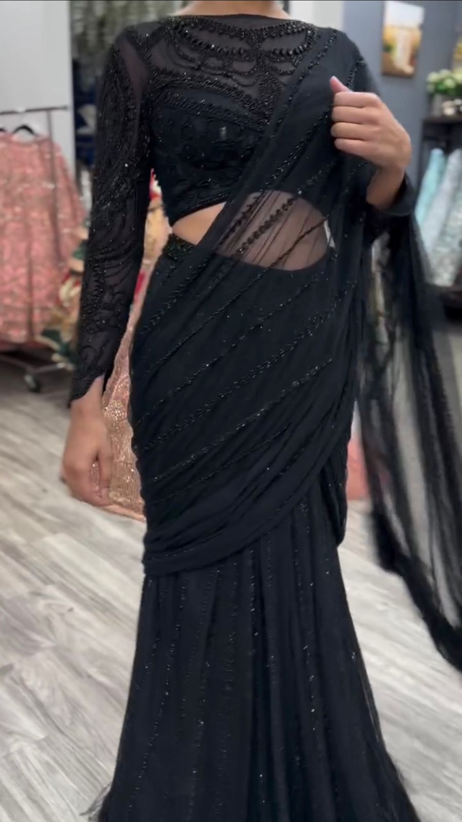 Product Image - Designer Sarara Lehenga Saree with Butterfly Net Fabric