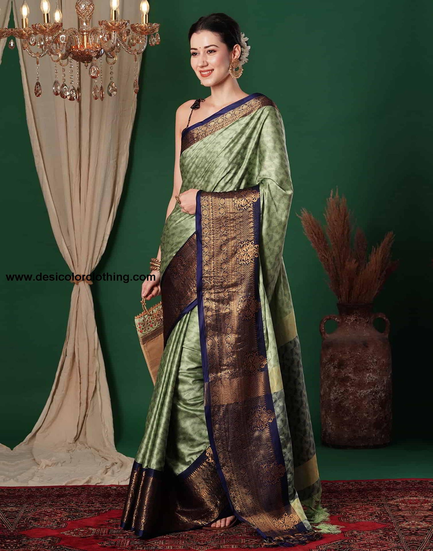 Green Banarasi Silk Woven Saree