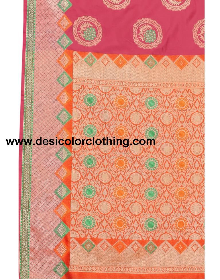 Pink Coloured Poly Silk Jacquard Partywear saree