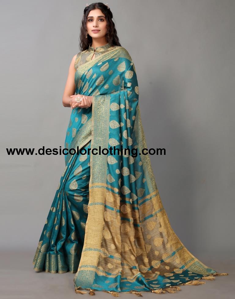Rama Green Banarasi Silk Saree