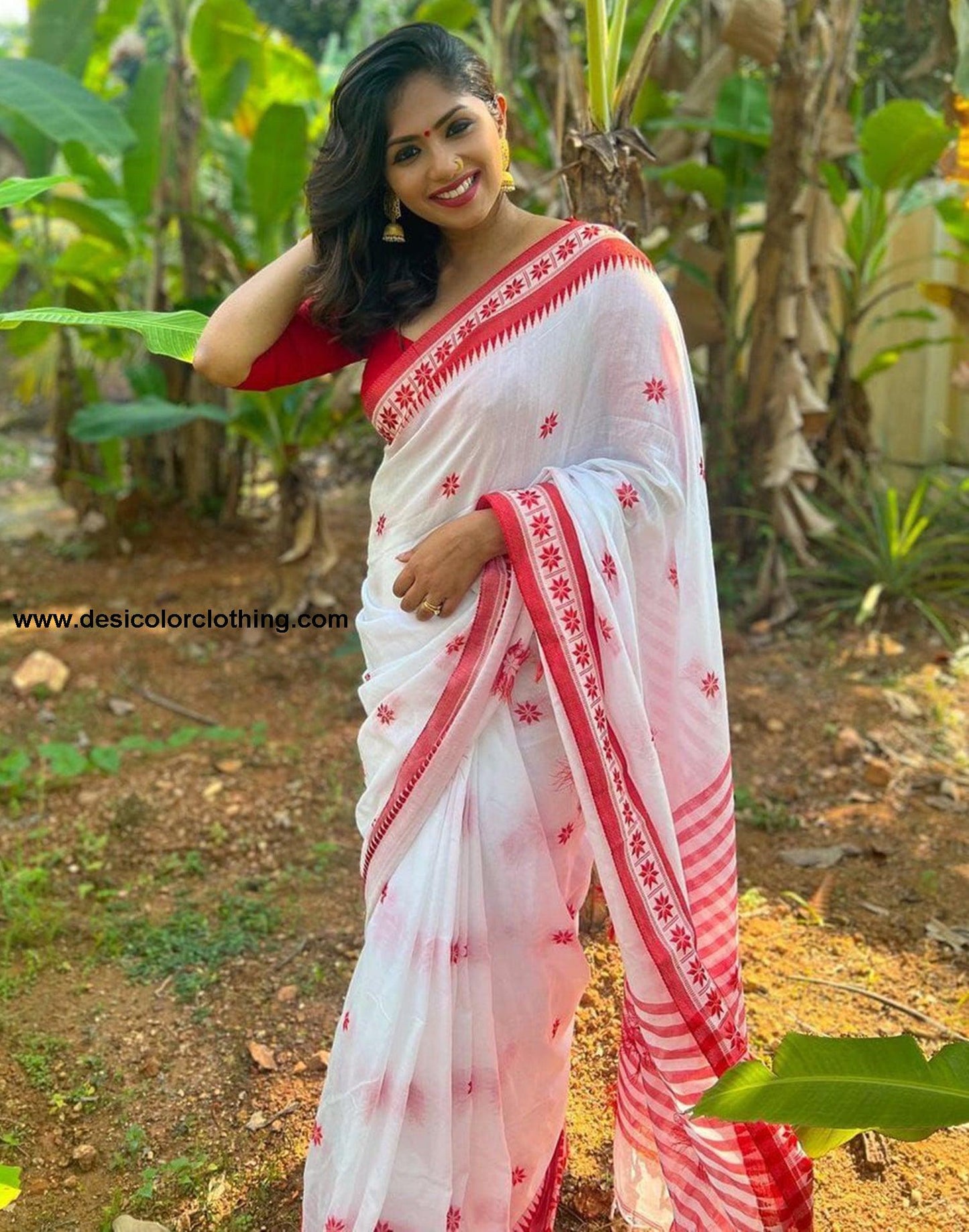 White Cotton Weaving Saree