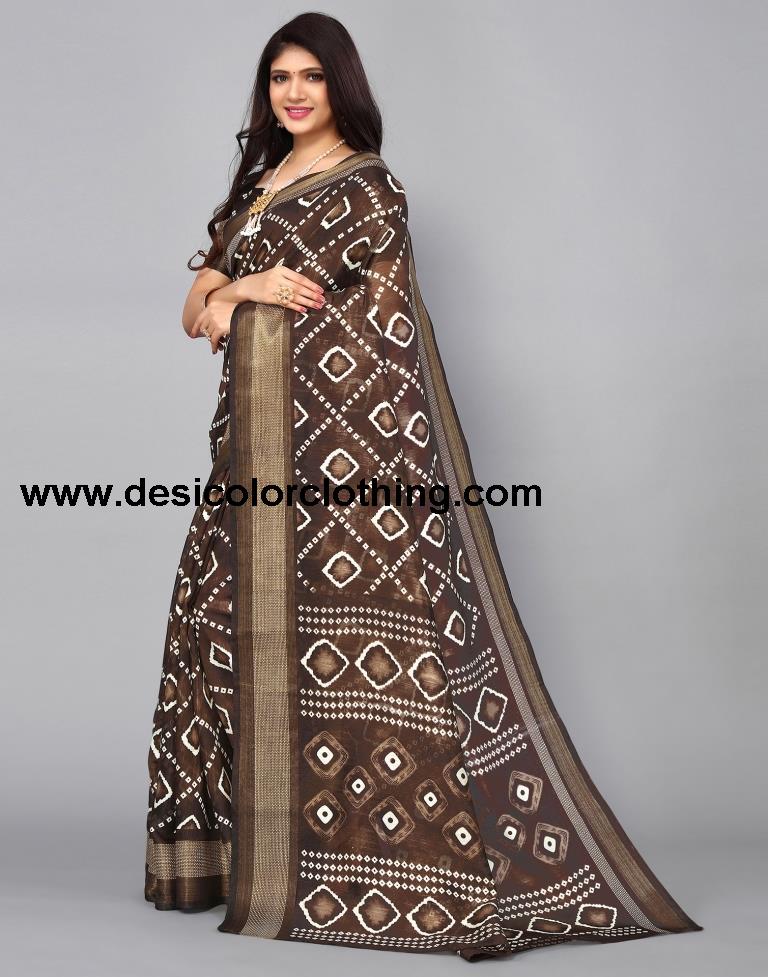 Brown Cotton Saree