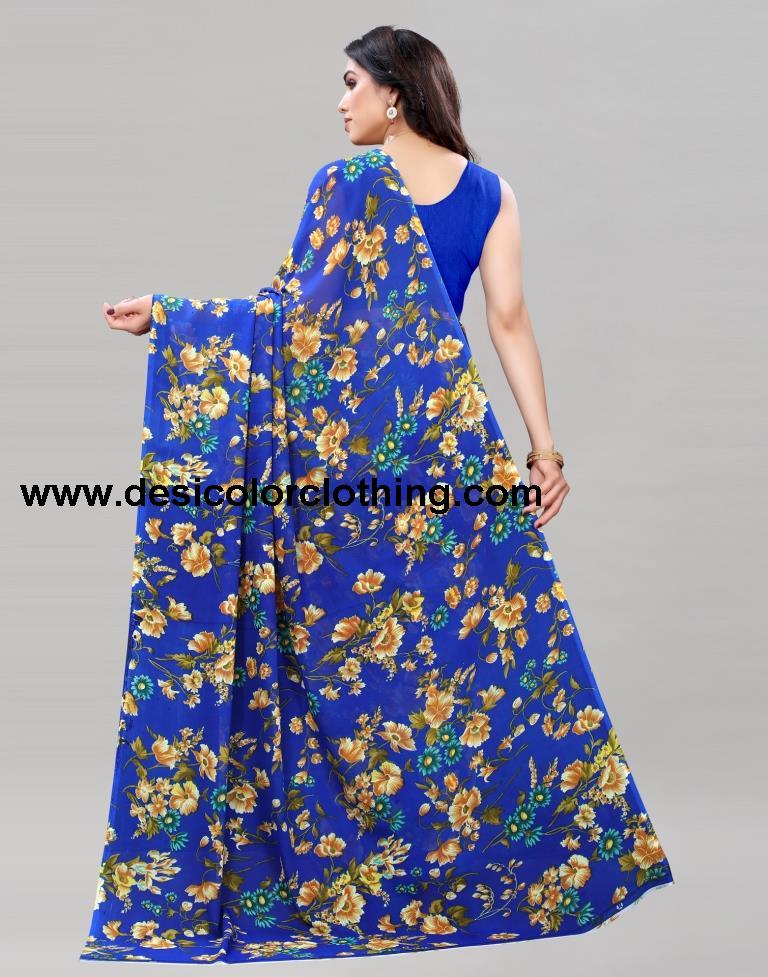 Royal Blue Printed Saree | 2082S644