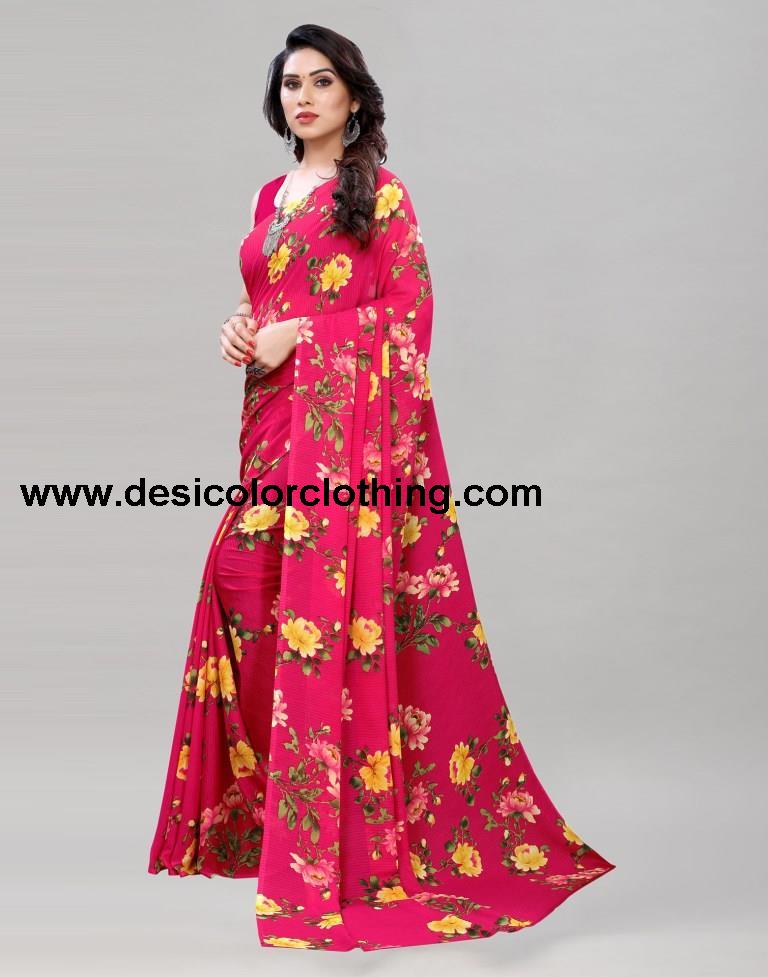 Blooming Beet Red Printed Saree | 1955S348