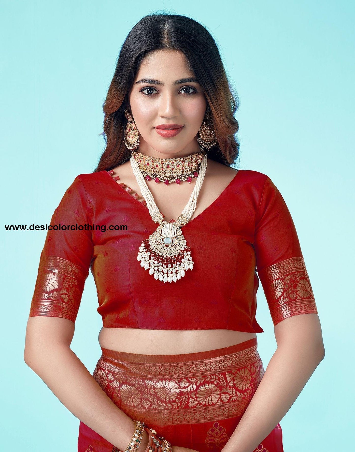 Red Jacquard Silk Saree