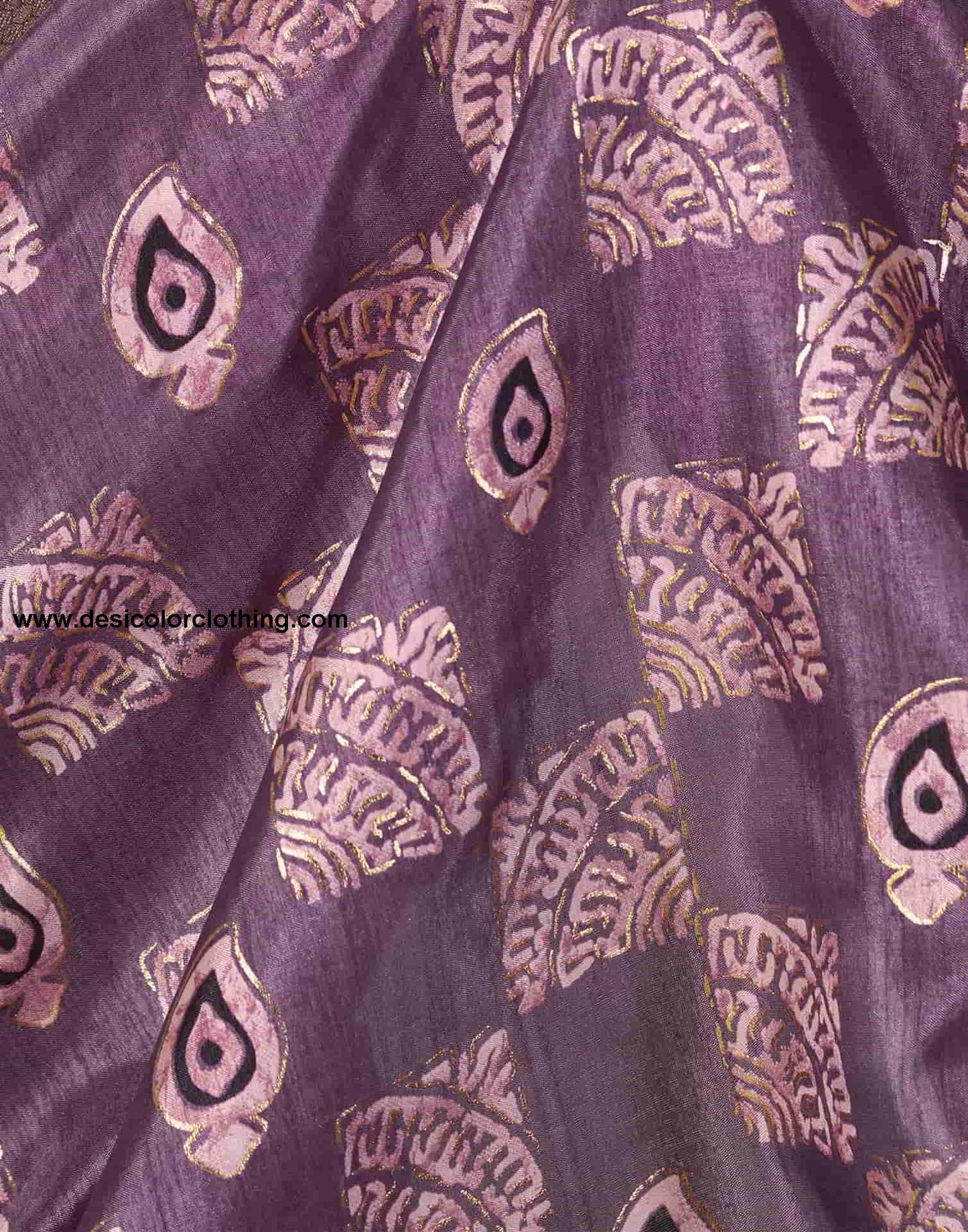Purple Silk Printed Saree