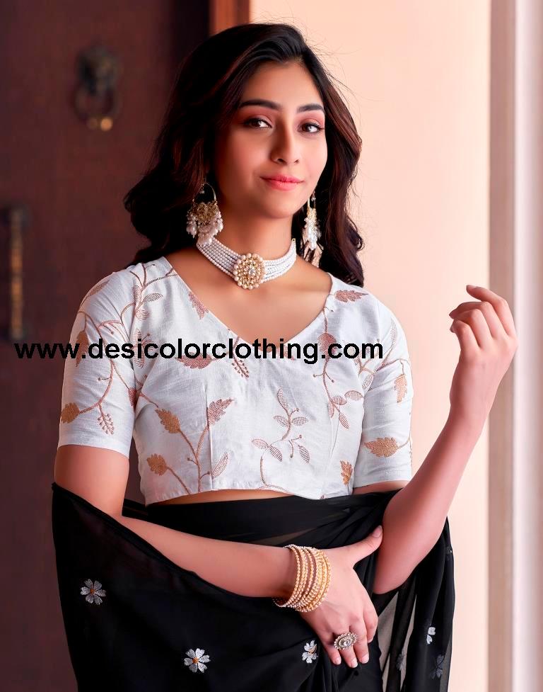 Black Georgette Embroidery Saree