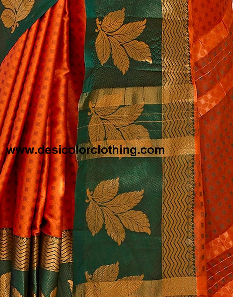 Orange Silk Woven Saree