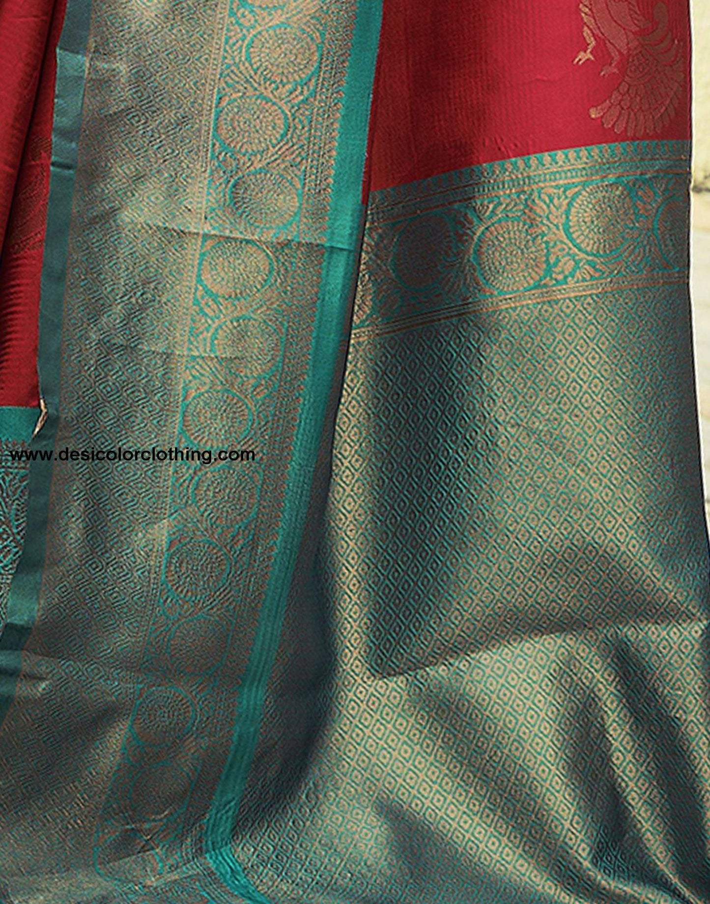 Rama Green Jacquard Silk Saree