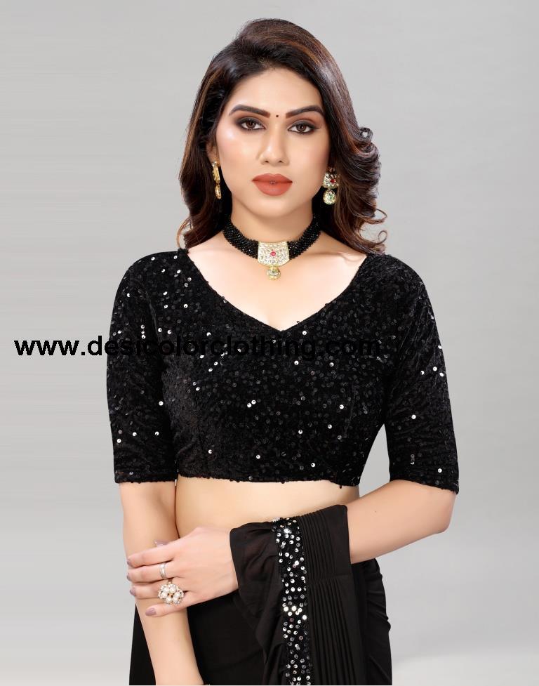 Black Coloured Lycra Dyed Saree | SLV2190S104