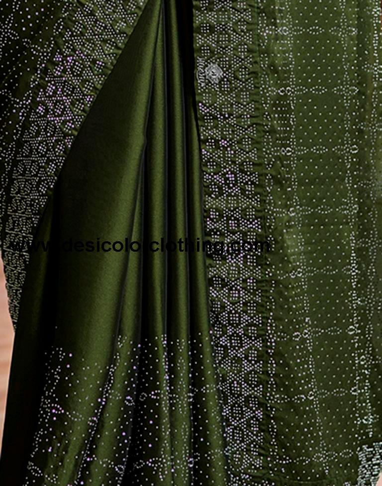 Mehndi Green Georgette Plain Saree