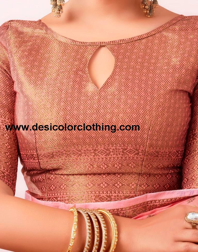 Dusty Pink Silk Plain Saree