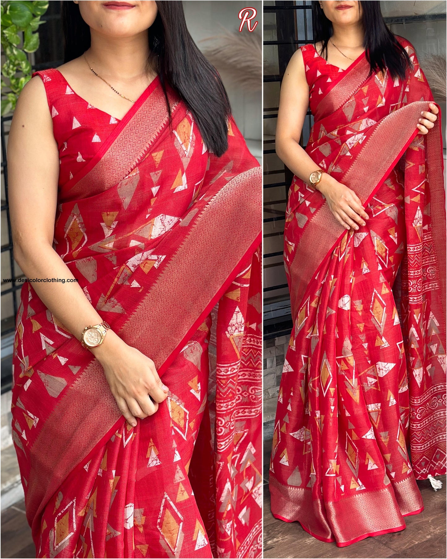 Fabric cotton zari jacquard with running blouse Saree