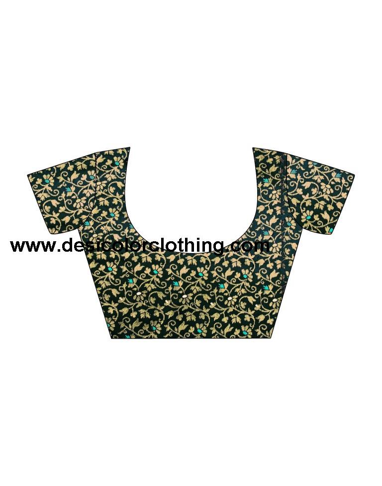 Dark Green Silk Plain Saree