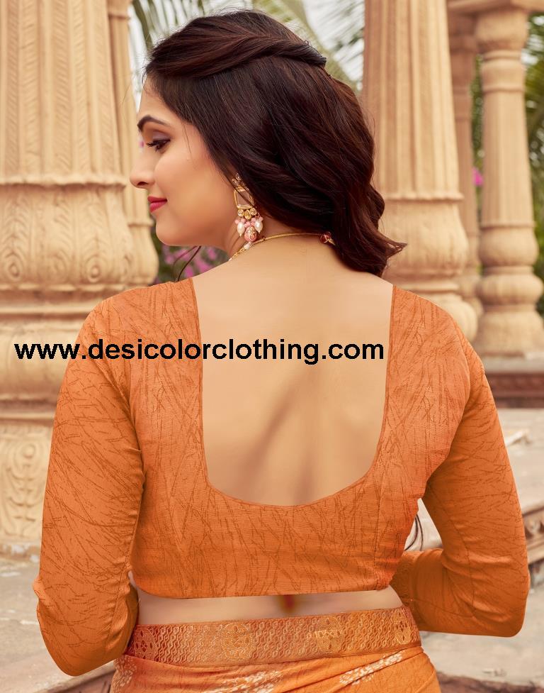 Orange Chiffon Printed Saree