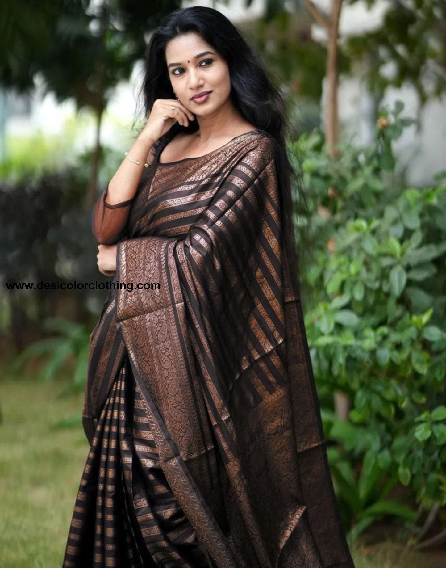 Black Jacquard Silk Saree