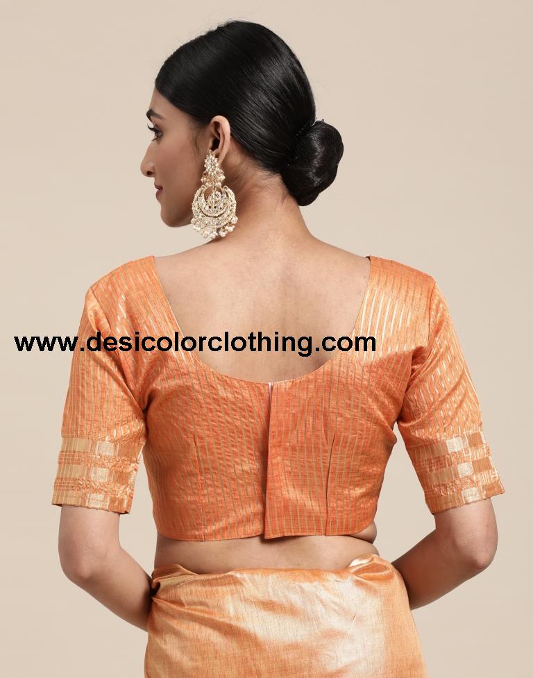 Orange And Golden Silk Saree