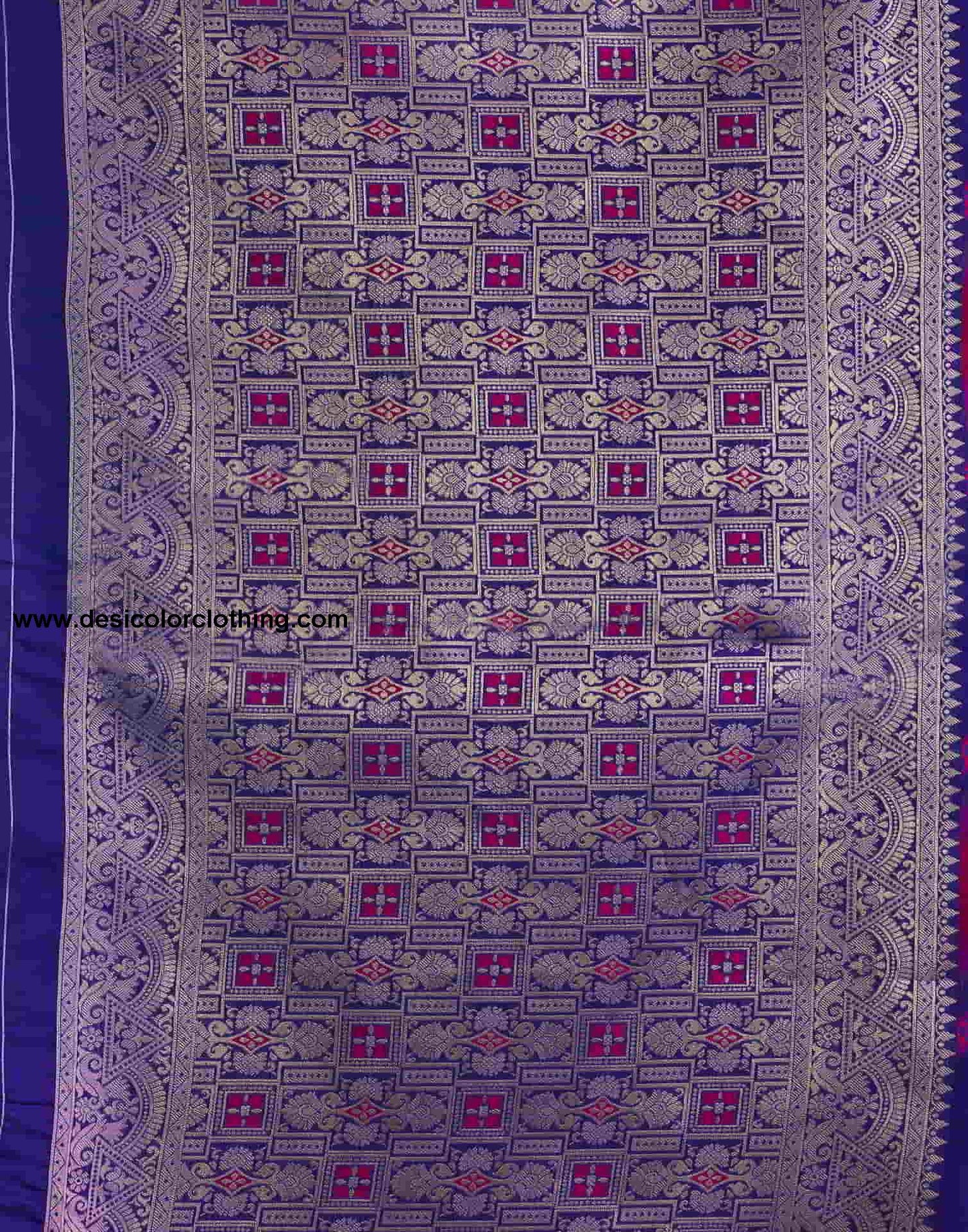 Blue Banarasi Silk Woven Saree
