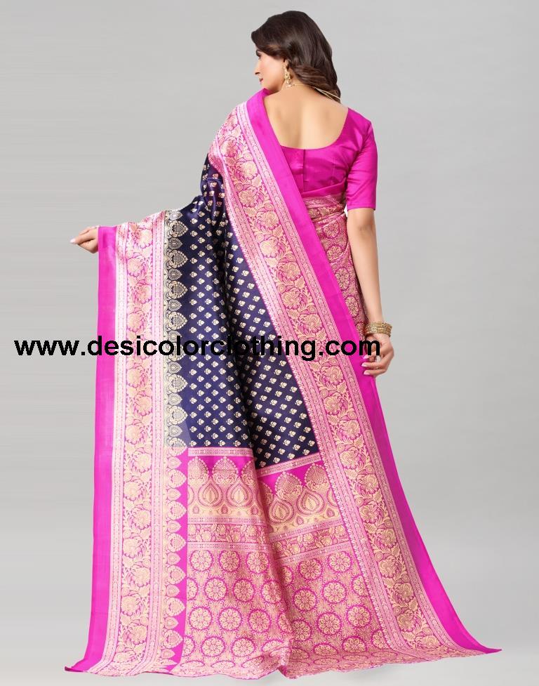 Pink Coloured Poly Silk Printed Saree | SLV2225S728