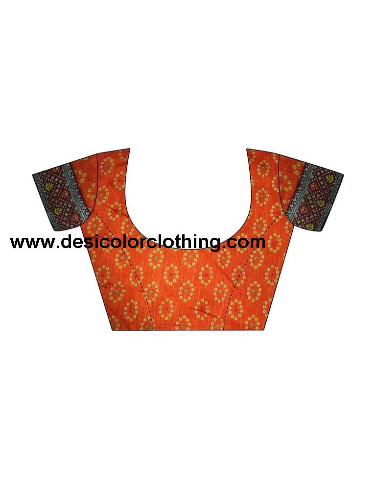 Orange Chiffon Bandhani Saree