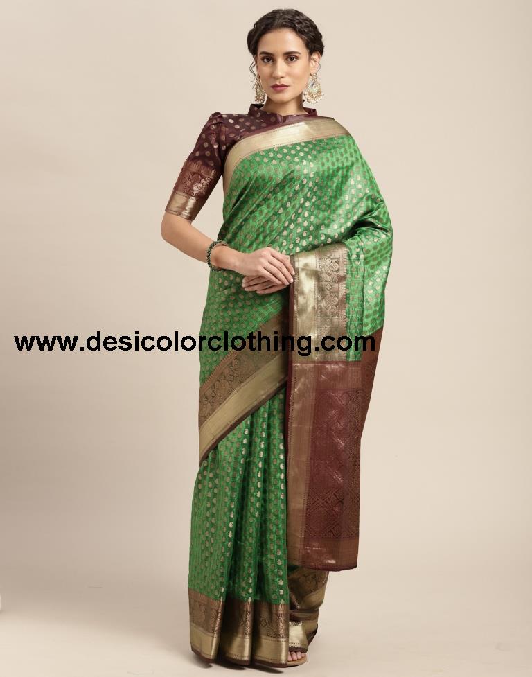 Parrot Green Silk Saree