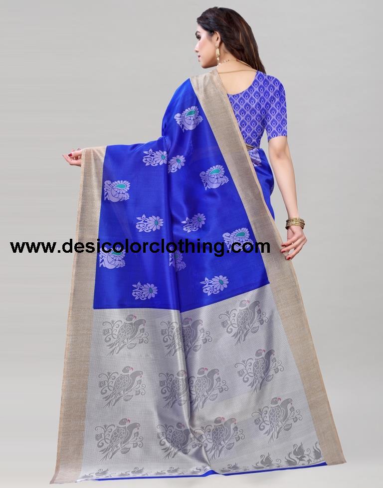 Royal Blue Silk Printed Saree | 1932S454
