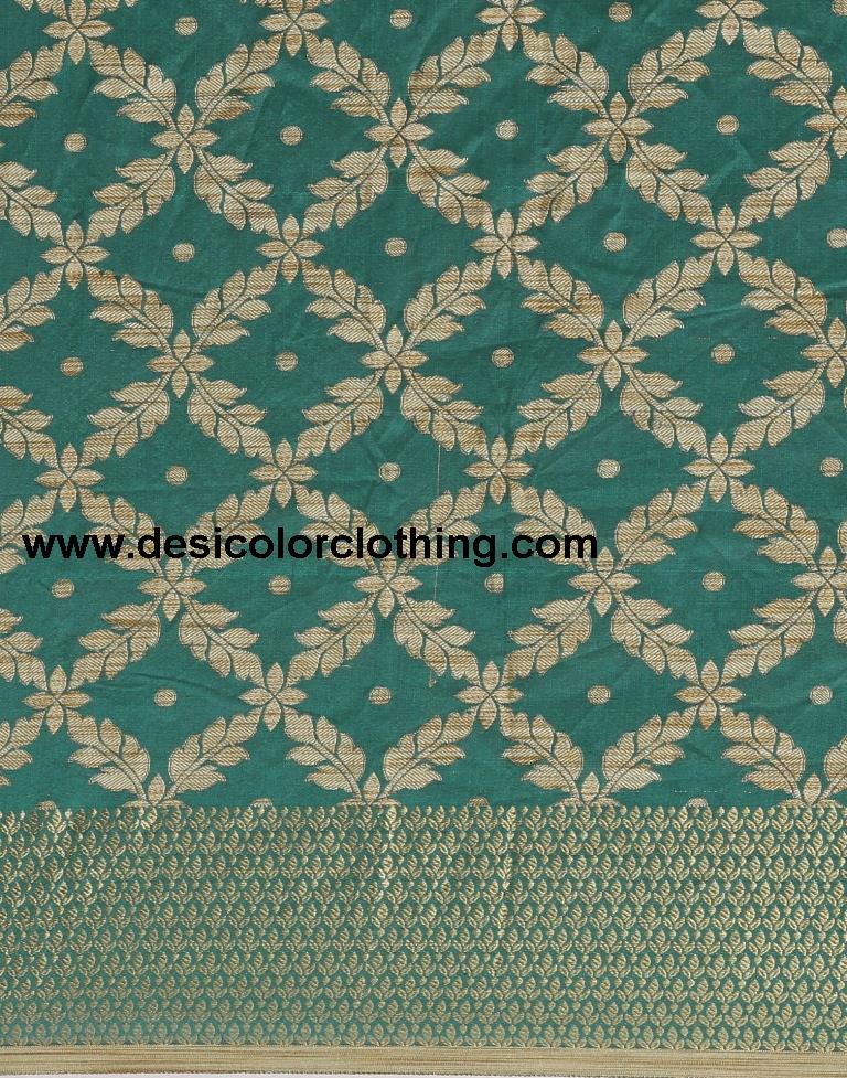Green Coloured Banarasi Cotton Silk Saree