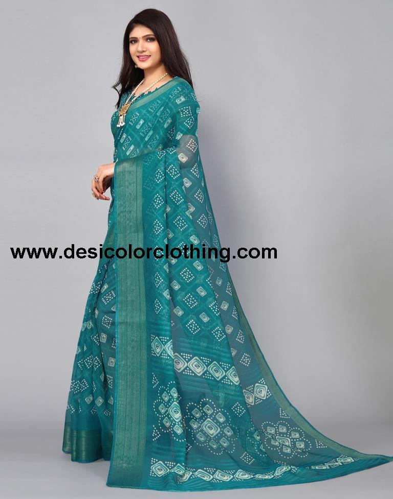 Pine Green Cotton Saree