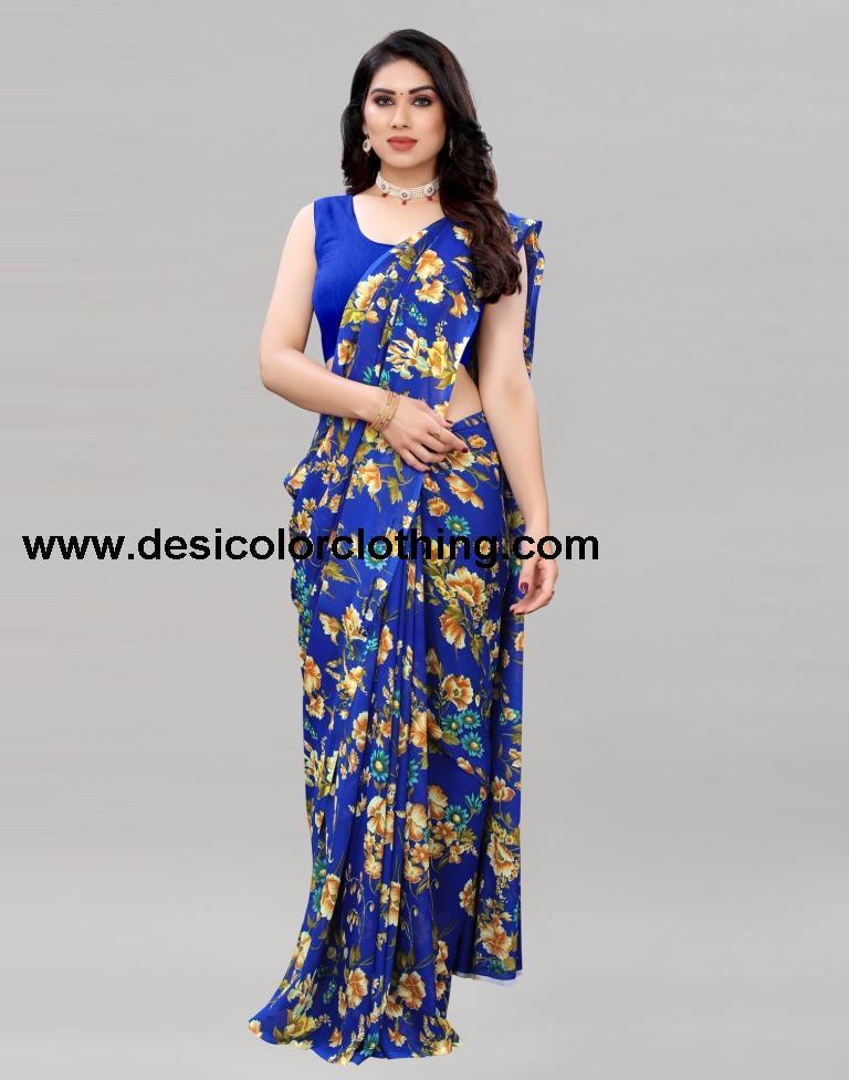 Royal Blue Printed Saree | 2082S644