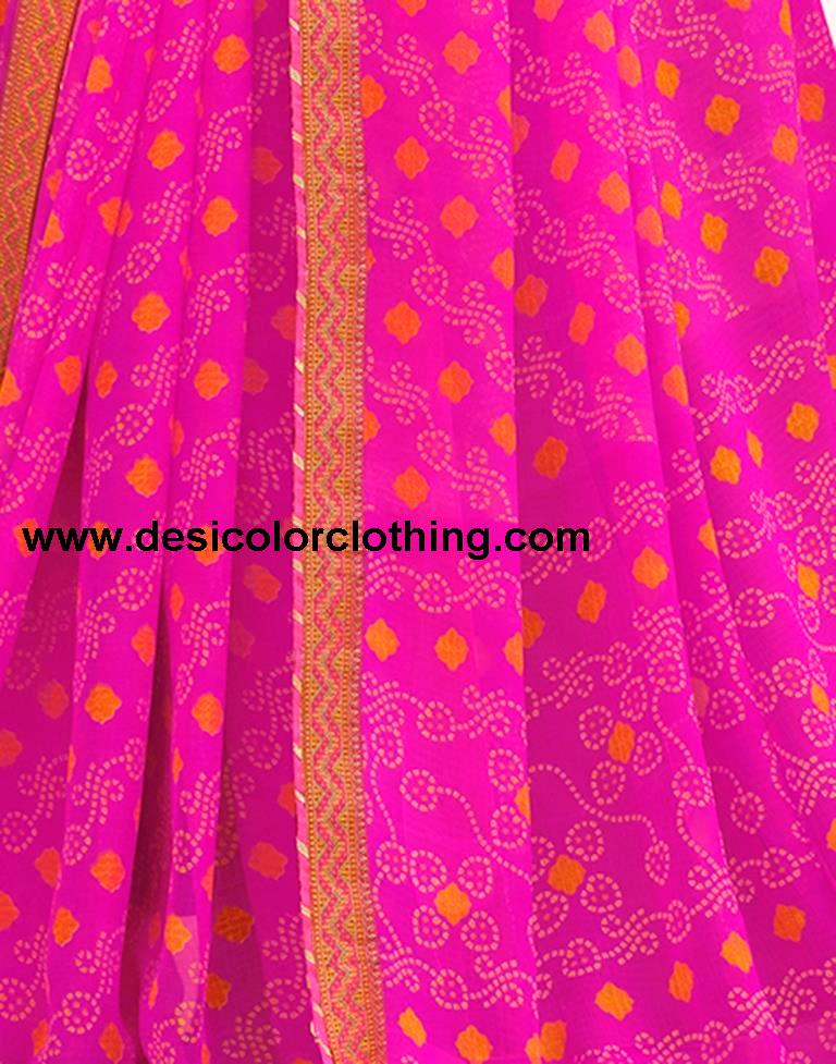 Rani Pink Chiffon Bandhani Saree