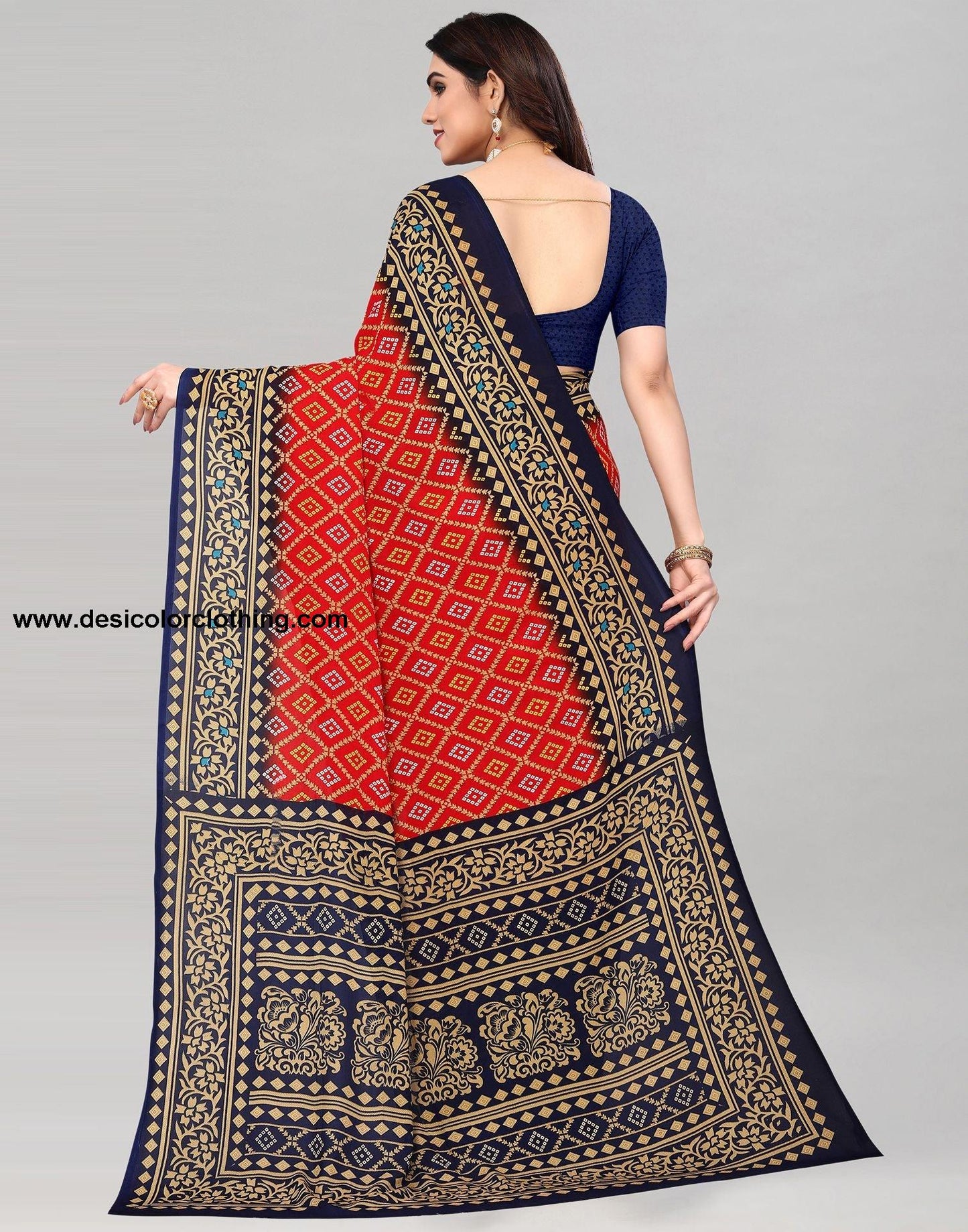 Red Raniel Printed Saree